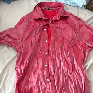 SHEIN Bold Pink Casual Button-Down Shirt